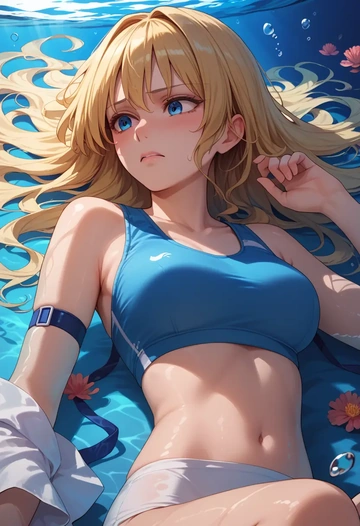 touhou,alice_margatroid,sports bra,wide-leg joggers  - AI generated anime art