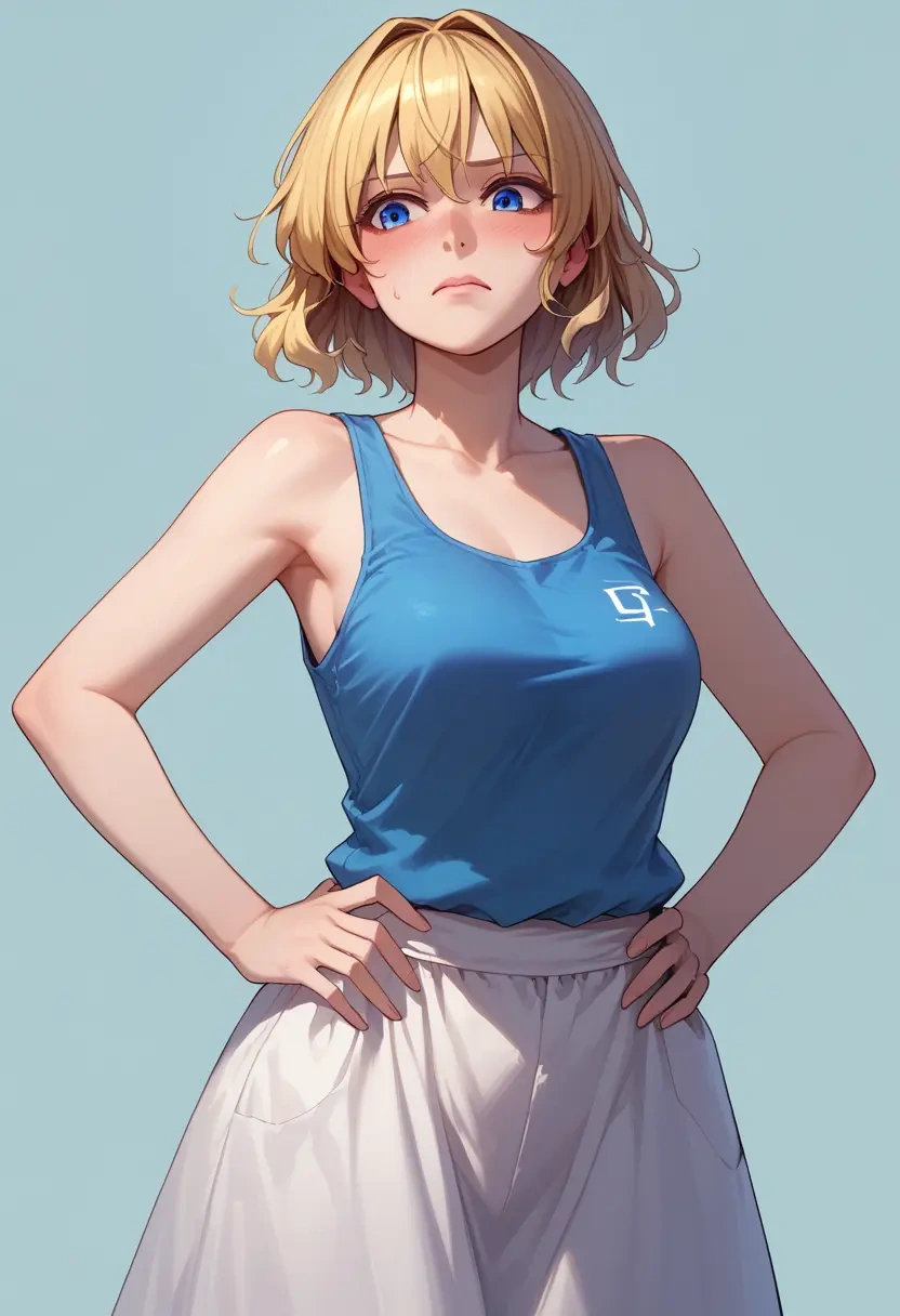 touhou,alice_margatroid,tank top,mesh,cycling shorts  - 