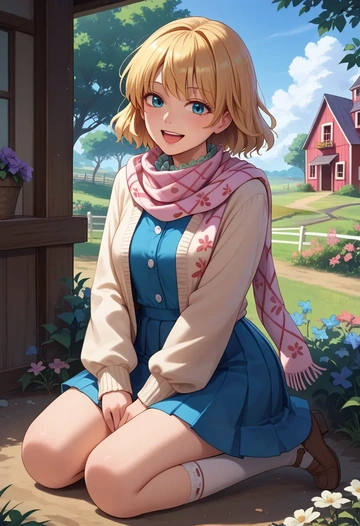 touhou,alice_margatroid,spring,student uniform,light cardigan  - AI generated anime art