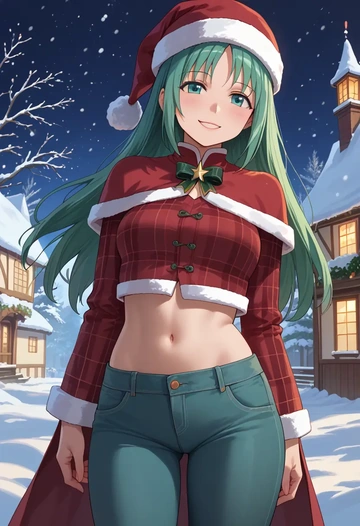 mahou_shoujo_madoka_magica,alina_gray,Christmas,plaid trousers  - AI generated anime art