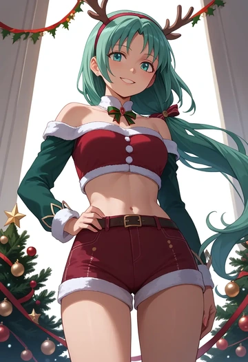 mahou_shoujo_madoka_magica,alina_gray,Christmas,red velvet shorts  - AI generated anime art