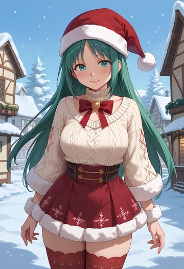 mahou_shoujo_madoka_magica,alina_gray,Christmas,sweater dress,stockings  - AI generated anime art