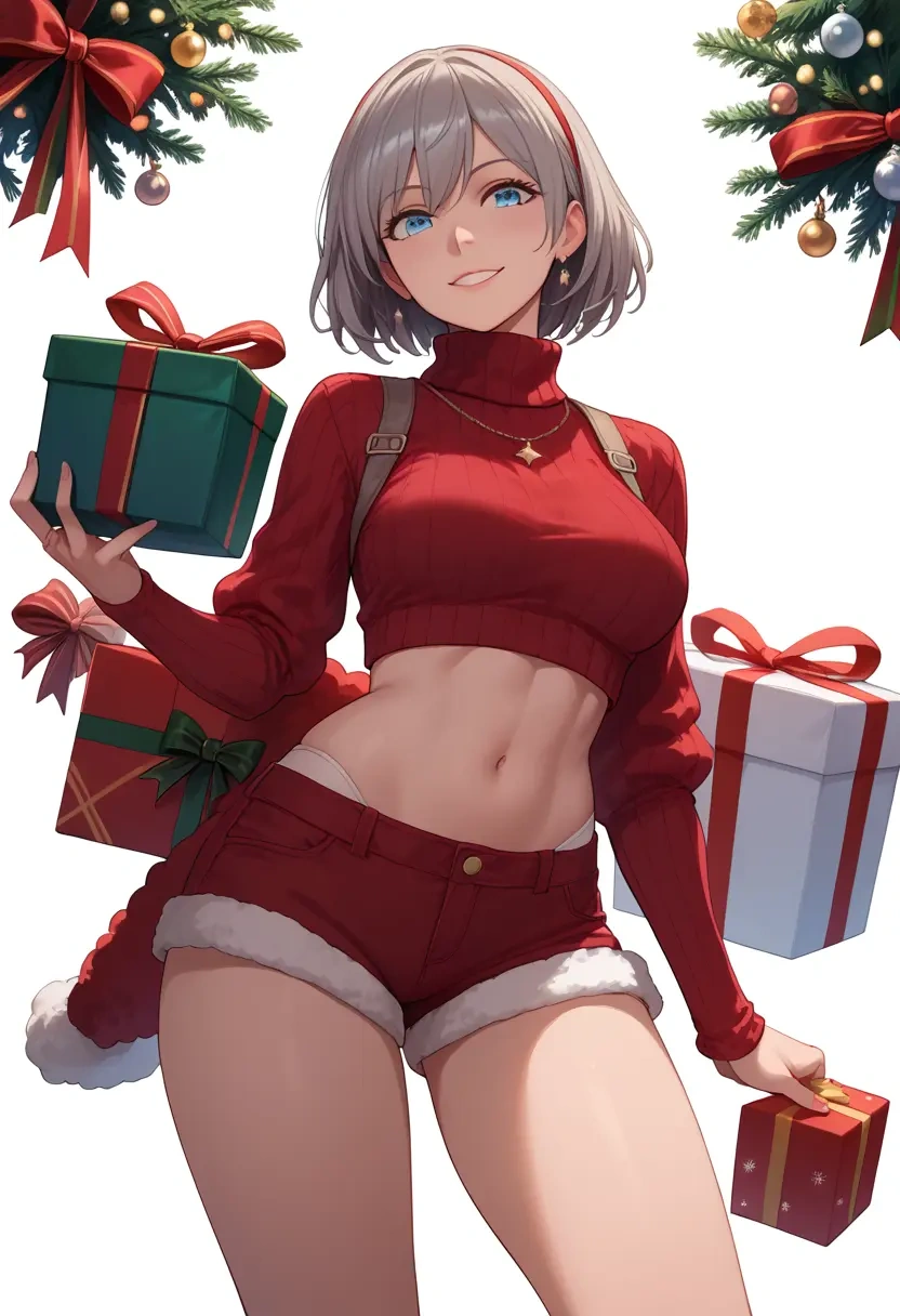 god_eater,alisa_ilinichina_amiella,Christmas,red velvet shorts,turtleneck sweater  - 