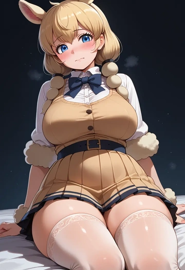 kemono_friends,alpaca_suri_(kemono_friends),mini skirt, stockings  - AI generated anime art