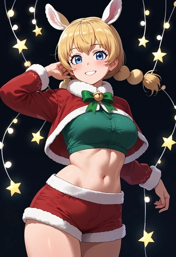 kemono_friends,alpaca_suri_(kemono_friends),Christmas,red velvet shorts  - AI generated anime art