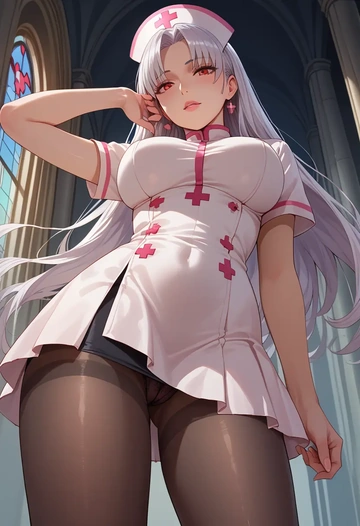 fate_(series),altera_(fate),nurse pantyhose,mini skirt, sexy  - AI generated anime art