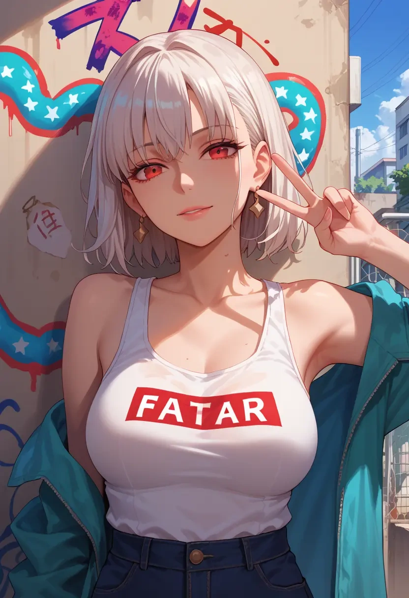 fate_(series),altera_(fate),abstract graffiti tank,dolphin shorts  - 