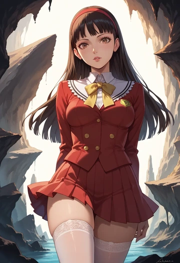 persona,amagi_yukiko,mini skirt, stockings  - AI generated anime art