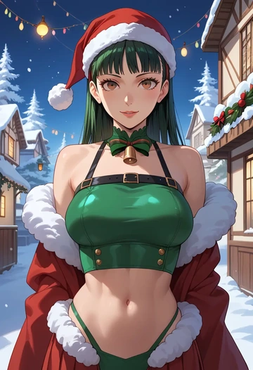 persona,amagi_yukiko,Christmas,dress  - AI generated anime art