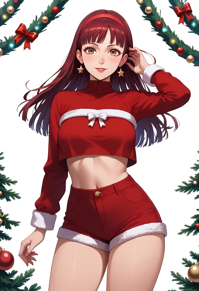 persona,amagi_yukiko,Christmas,red velvet shorts  - 