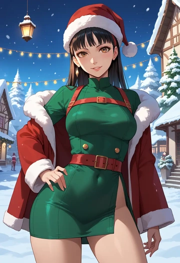 persona,amagi_yukiko,Christmas,dress  - AI generated anime art