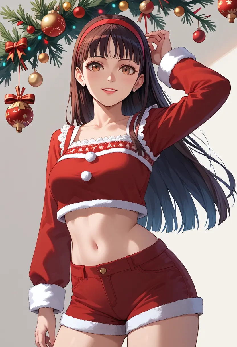 persona,amagi_yukiko,Christmas,red velvet shorts  - 