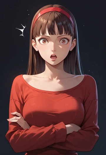 persona,amagi_yukiko,graphic tee,dolphin shorts  - AI generated anime art