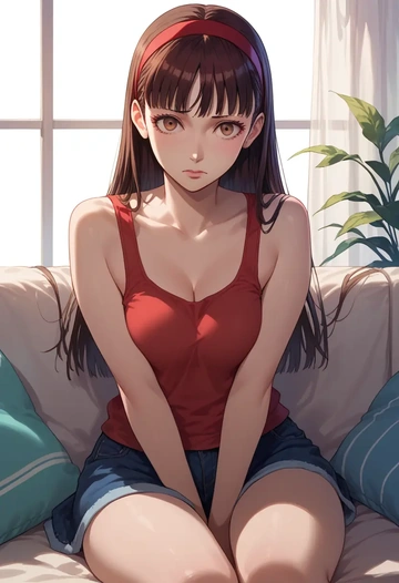 persona,amagi_yukiko,tank top,drawstring pants  - AI generated anime art