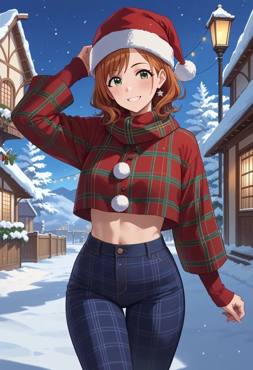 idolmaster,amami_haruka,Christmas,plaid trousers  - 