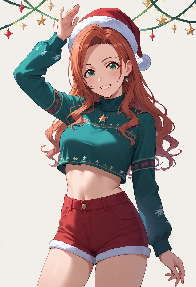 idolmaster,amami_haruka,Christmas,red velvet shorts  - 