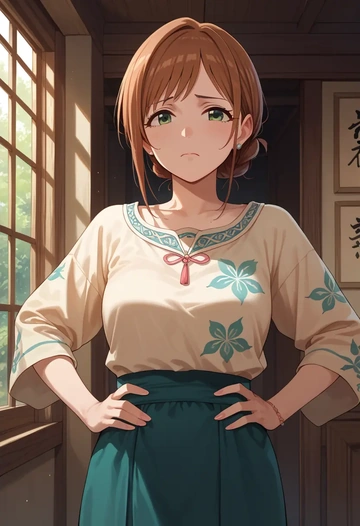 idolmaster,amami_haruka,pop art shirt,dolphin shorts  - AI generated anime art