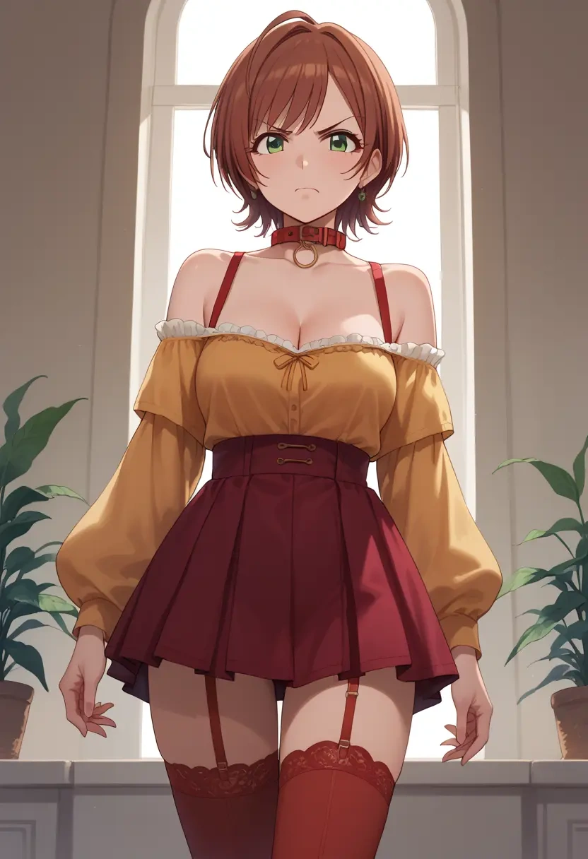 idolmaster,amami_haruka,collar,oversized,Thigh garters  - 