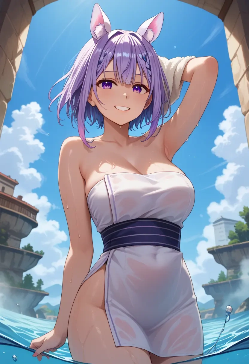 hololive,amane_kanata_(1st_costume),towel,sexy  - 