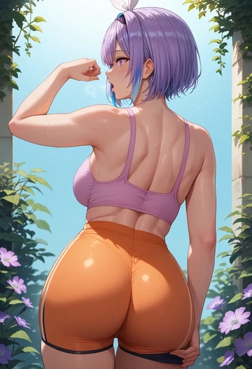 hololive,amane_kanata_(1st_costume),yoga shorts  - AI generated anime art