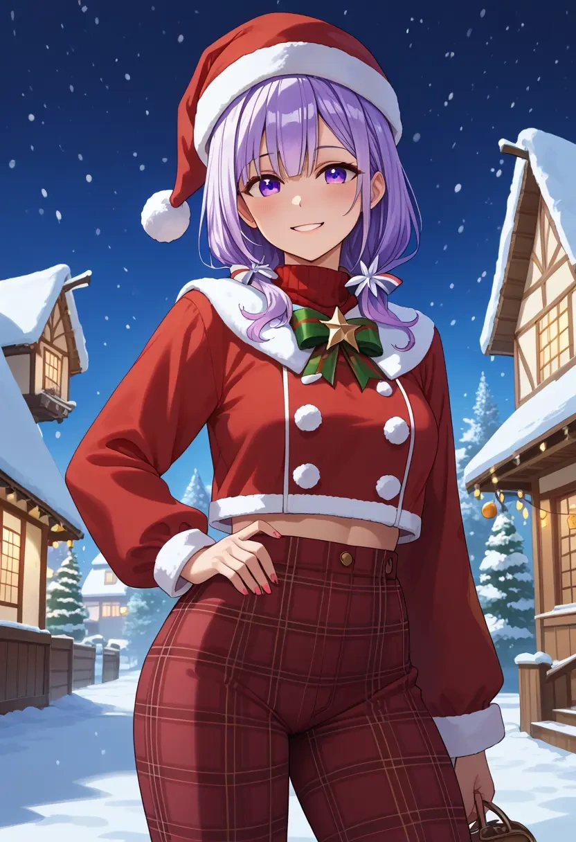 hololive,amane_kanata_(1st_costume),Christmas,plaid trousers  - 