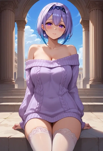 hololive,amane_kanata_(1st_costume),off-shoulder,sweater  - AI generated anime art