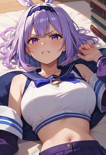 hololive,amane_kanata_(1st_costume),crop top,loose joggers,headset  - AI generated anime art