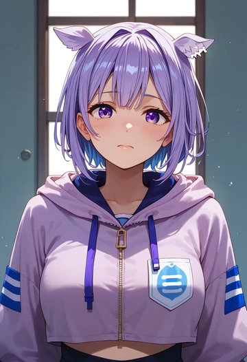 hololive,amane_kanata_(1st_costume),crop hoodie,shorts  - AI generated anime art