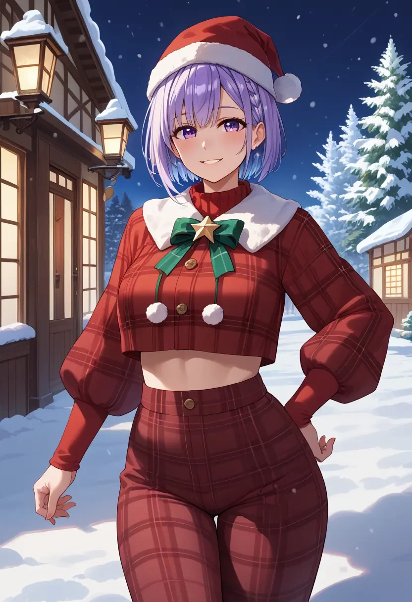 hololive,amane_kanata,Christmas,plaid trousers  - 