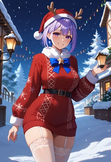 hololive,amane_kanata,sweater,stockings,Thigh garters  - AI generated anime art