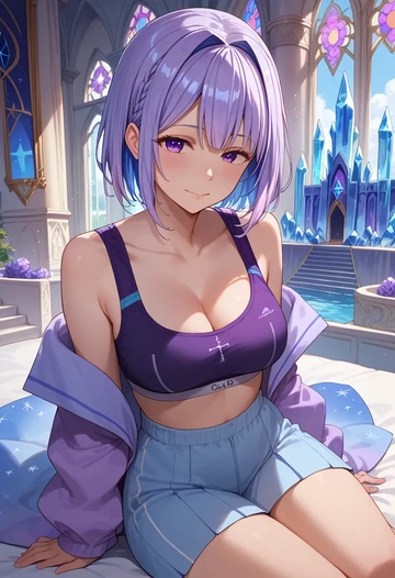 hololive,amane_kanata,sports bra,high-waisted leggings  - AI generated anime art