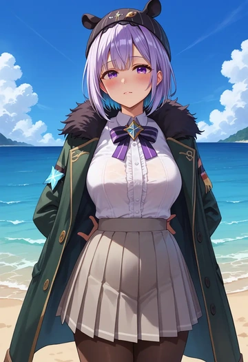 hololive,amane_kanata,winter,student uniform,duffle coat  - AI generated anime art