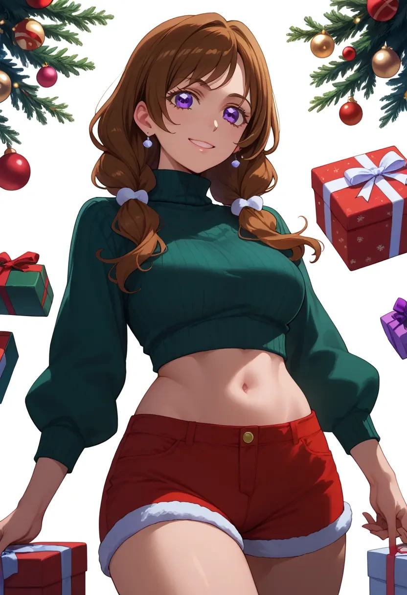 precure,amanogawa_kirara,Christmas,red velvet shorts,turtleneck sweater  - 