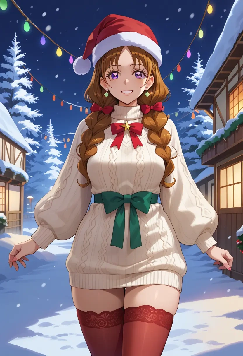 precure,amanogawa_kirara,Christmas,sweater dress,stockings  - 