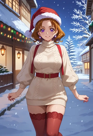 precure,amanogawa_kirara,Christmas,sweater dress,stockings  - AI generated anime art