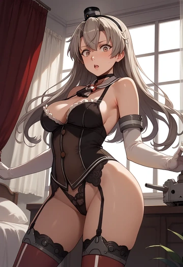 kantai_collection,amatsukaze_(kancolle),Victorian-era,stockings,sexy  - AI generated anime art