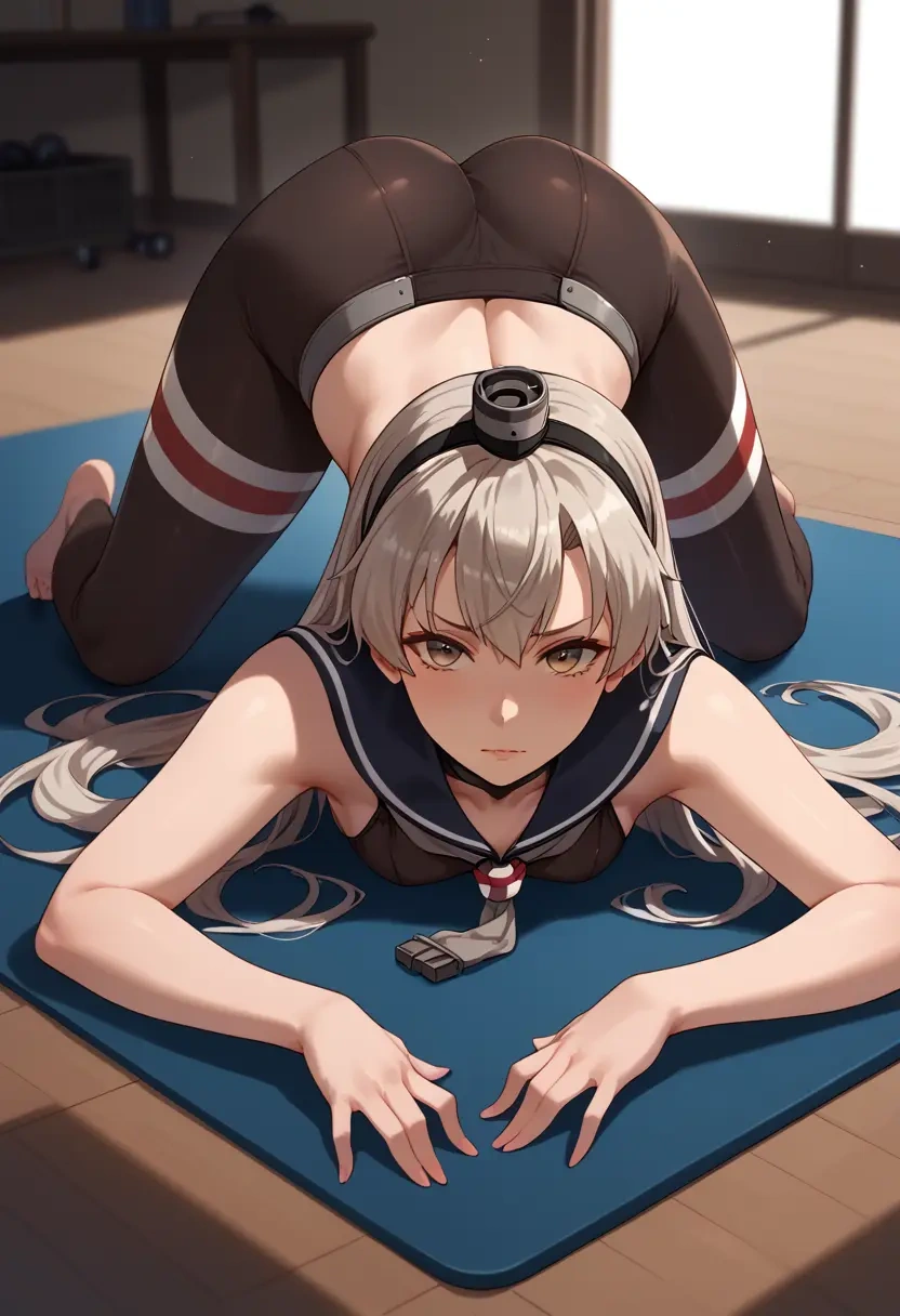 kantai_collection,amatsukaze_(kancolle),yoga, face_down_ass_up,sexy  - 