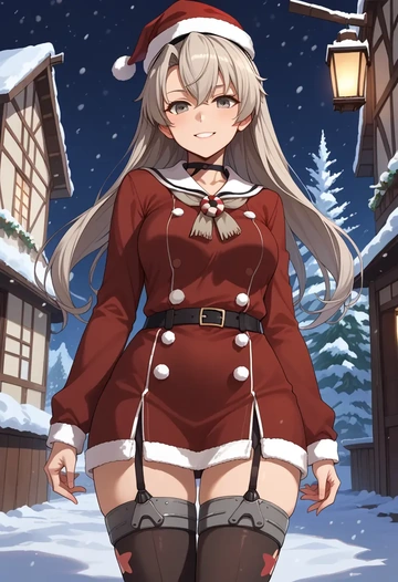 kantai_collection,amatsukaze_(kancolle),sweater,stockings,Thigh garters  - AI generated anime art