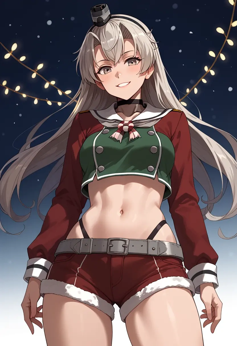 kantai_collection,amatsukaze_(kancolle),Christmas,red velvet shorts  - 