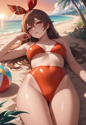 genshin impact,amber_(genshin_impact),bikini  - AI generated anime art