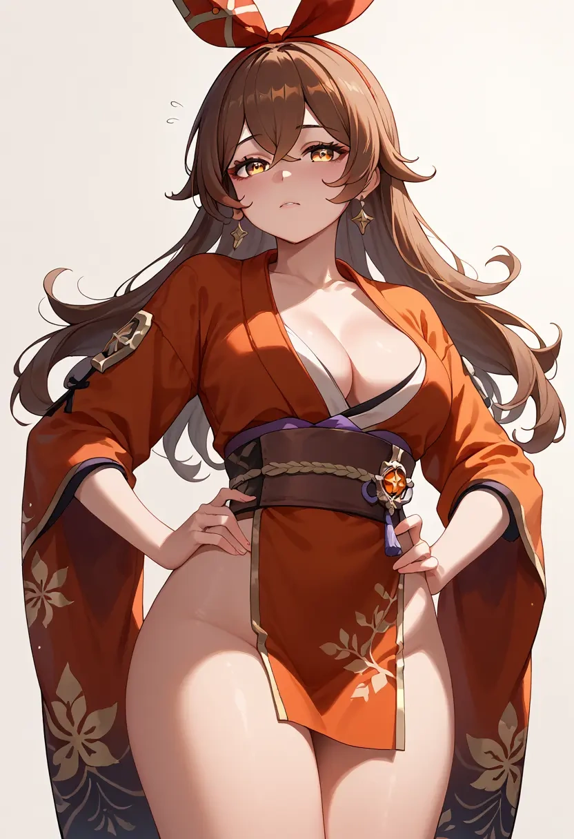 genshin impact,amber_(genshin_impact),kimono,sexy  - 