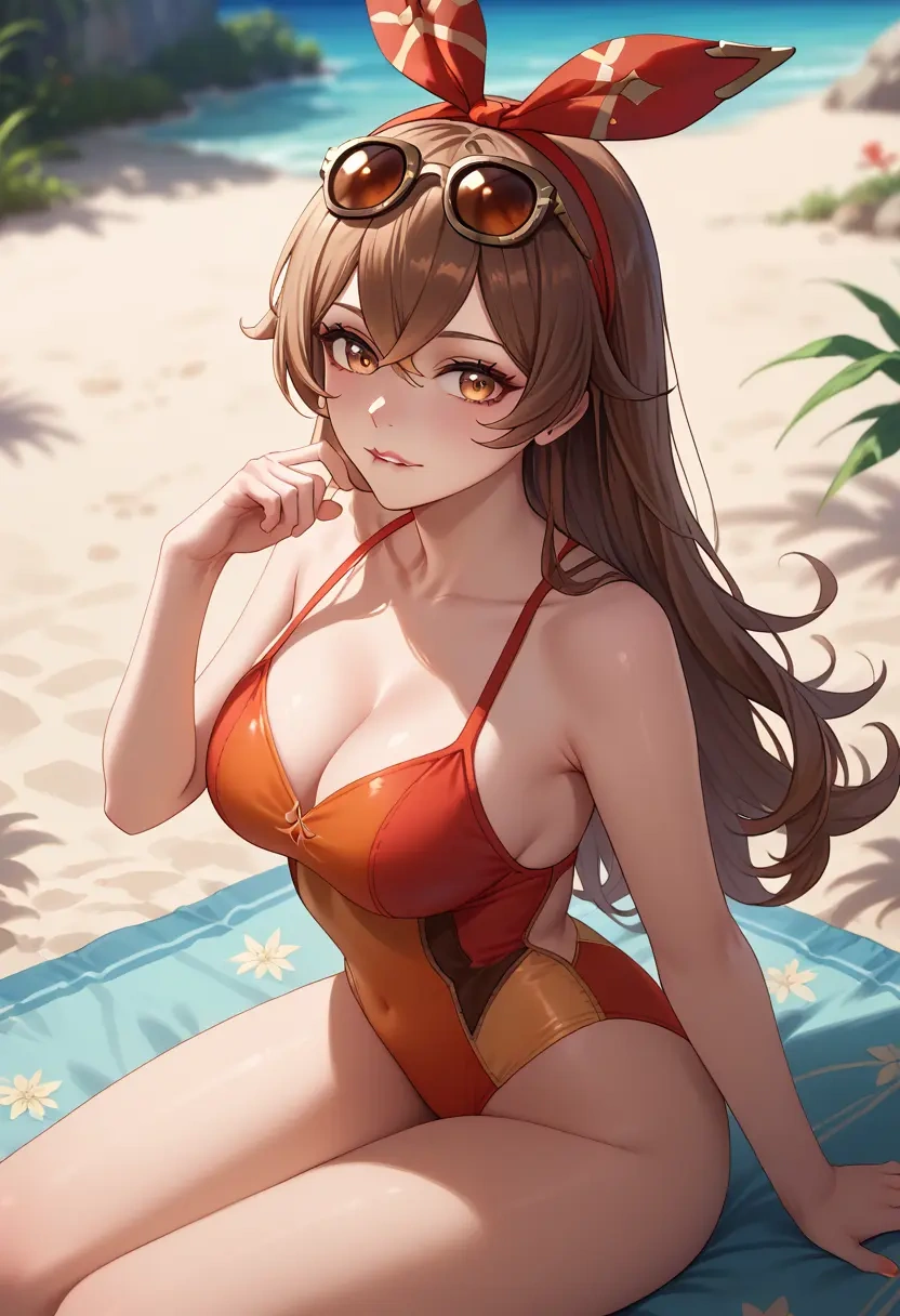 genshin impact,amber_(genshin_impact),swimsuit,sexy  - 