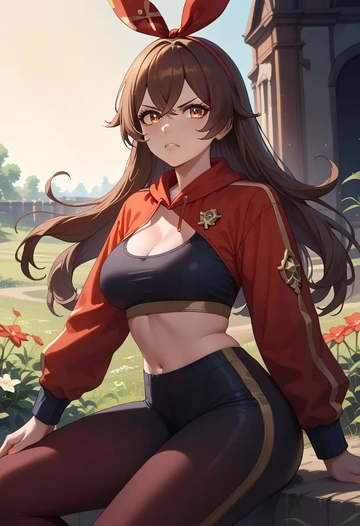 genshin impact,amber_(genshin_impact),athletic,track suit  - AI generated anime art