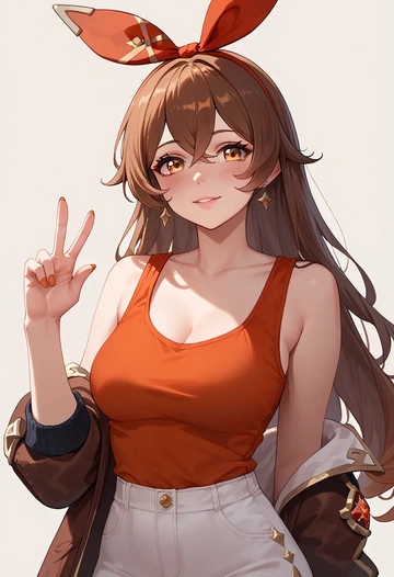 genshin impact,amber_(genshin_impact),tank top,mesh,cycling shorts  - AI generated anime art