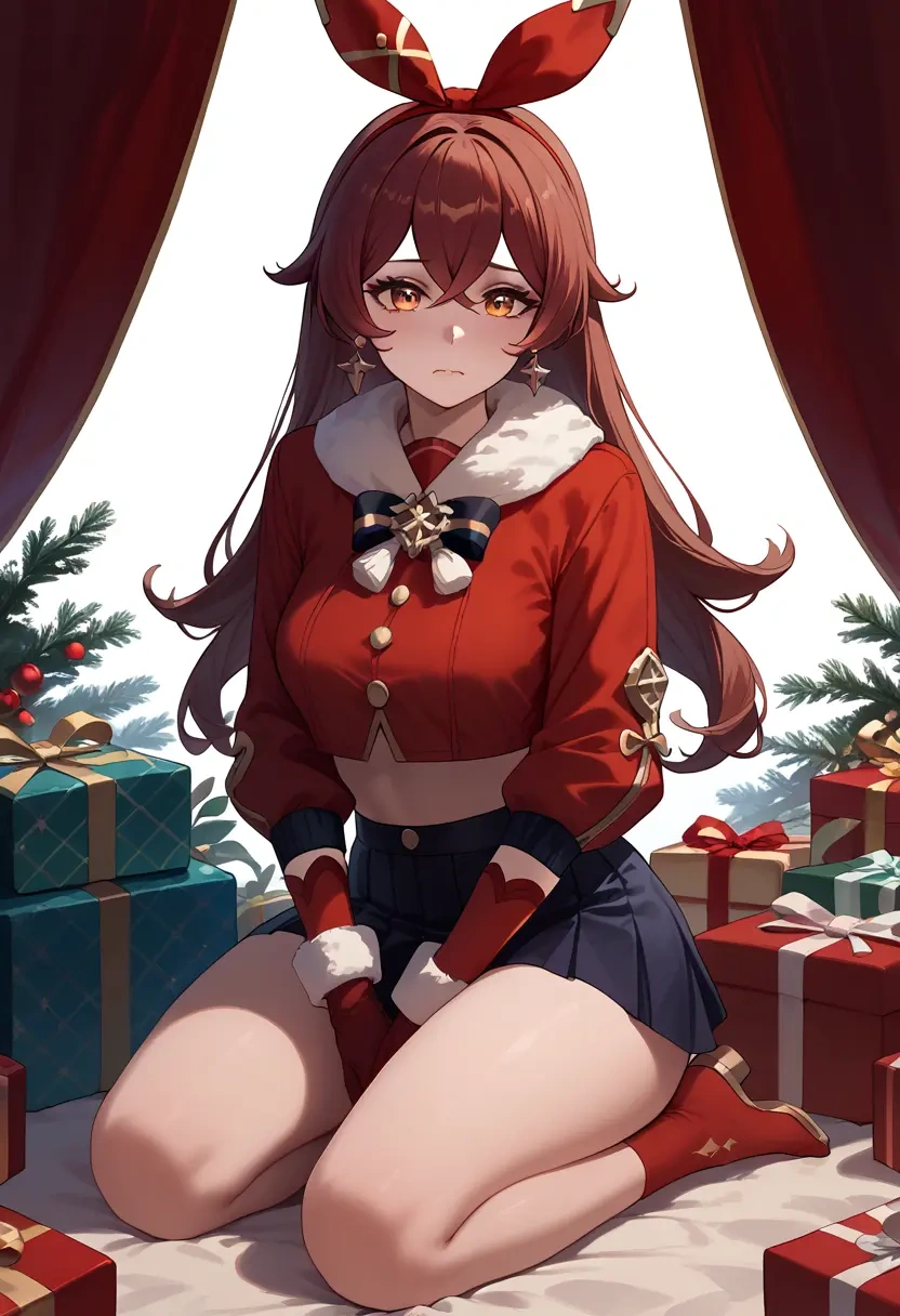 genshin impact,amber_(genshin_impact),Christmas,skirt  - 