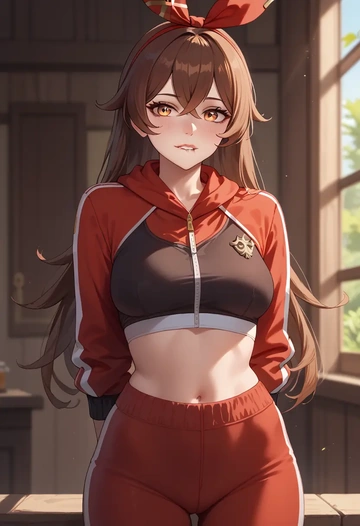 genshin impact,amber_(genshin_impact),athletic,track suit  - AI generated anime art