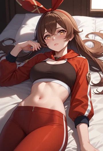 genshin impact,amber_(genshin_impact),athletic,track suit  - AI generated anime art