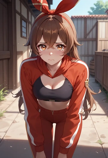 genshin impact,amber_(genshin_impact),athletic,track suit  - AI generated anime art