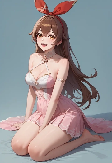 genshin impact,amber_(genshin_impact),silk slip dress  - AI generated anime art