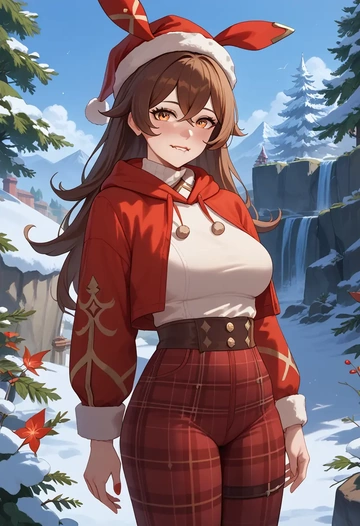 genshin impact,amber_(genshin_impact),Christmas  - AI generated anime art